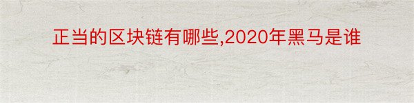 正当的区块链有哪些,2020年黑马是谁