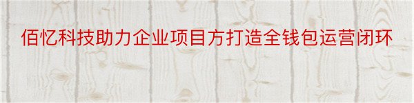 佰忆科技助力企业项目方打造全钱包运营闭环