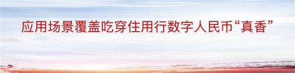 应用场景覆盖吃穿住用行数字人民币“真香”